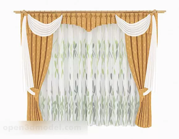 Home Yellow Double Curtain 3d model Home Yellow Double Curtain 3d model