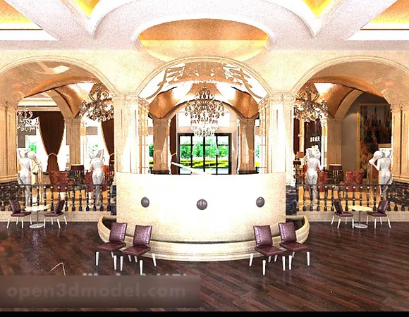 Hotel Desk Interior 3d model Hotel Desk Interior 3d model