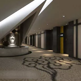 Hotel Long Corridor Interior 3d model