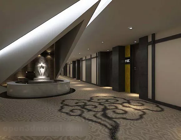 Hotel Long Corridor Interior 3d model Hotel Long Corridor Interior 3d model