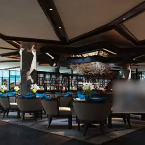 Hotel Dinning Room Interior 3d model