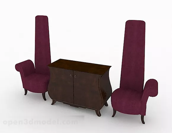 Individual Purple Single Sofa Furniture Set 3d model Individual Purple Single Sofa Furniture Set 3d model