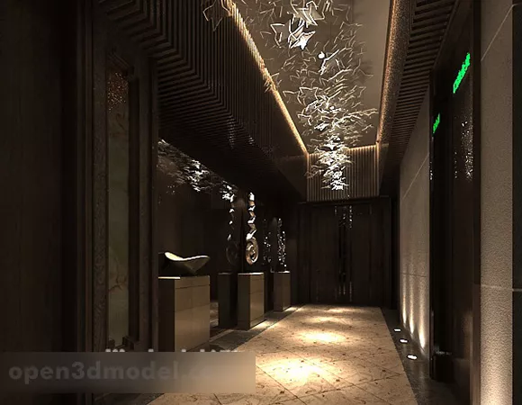 Indoor Aisle Interior 3d model Indoor Aisle Interior 3d model