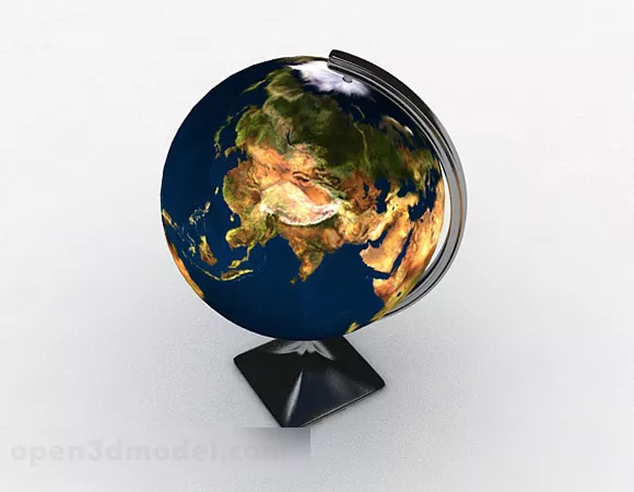 School Globe With Golden Stand 3d model