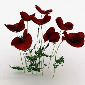 Interior Decoration Red Flower Plant 3d model