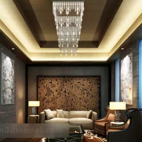 Living Room Background Wall Interior V1 3d model