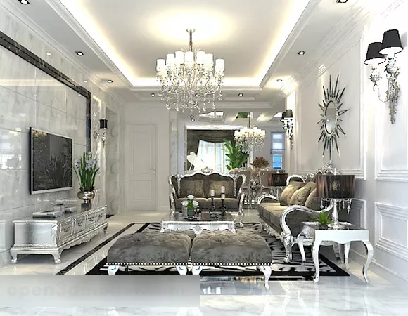 Living Room Tv Wall Interior V2 3d model Living Room Tv Wall Interior V2 3d model