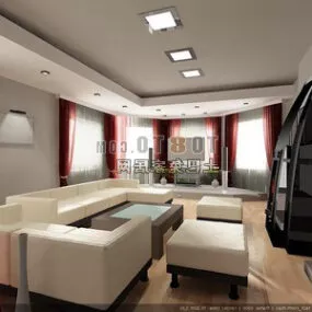 Modern Space Living Room Interior 3d model