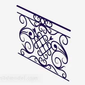 Iron Dark Blue Railing 3d model