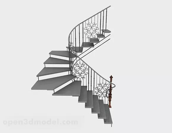 Iron Stairs With Handrail Decorative 3d model Iron Stairs With Handrail Decorative 3d model