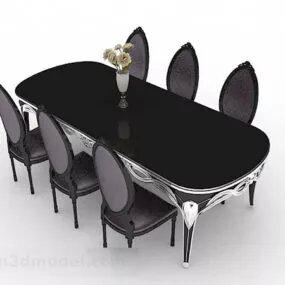 Home Black Dining Table Chair Set 3d model