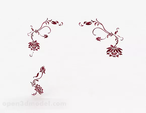 Jujube Flower Pattern Wallpaper 3d model Jujube Flower Pattern Wallpaper 3d model