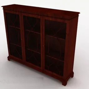 Wooden Three Door Display Cabinet 3d model