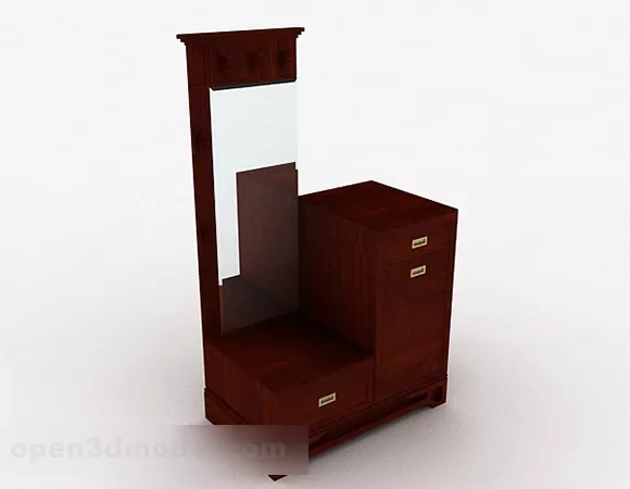 Wood Frame Mirror Rectangular 3d model