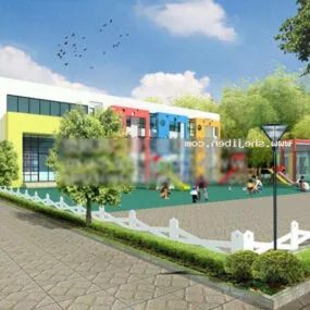 Kindergarten Architecture Exterior Scene 3d model