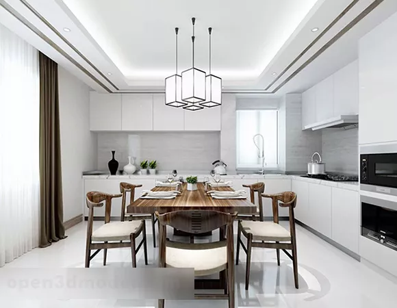 Kitchen Dining Room Furniture Set Interior 3d model Kitchen Dining Room Furniture Set Interior 3d model
