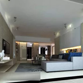 Large Apartment Simple Living Room Interior 3d model