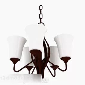 European White Living Room Chandelier V1 3d model