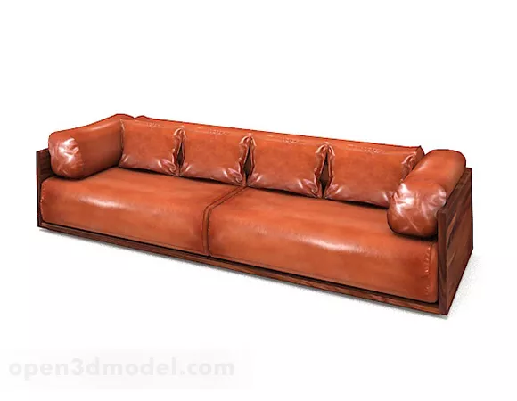 Brown Leather Living Room Sofa 3d model Brown Leather Living Room Sofa 3d model