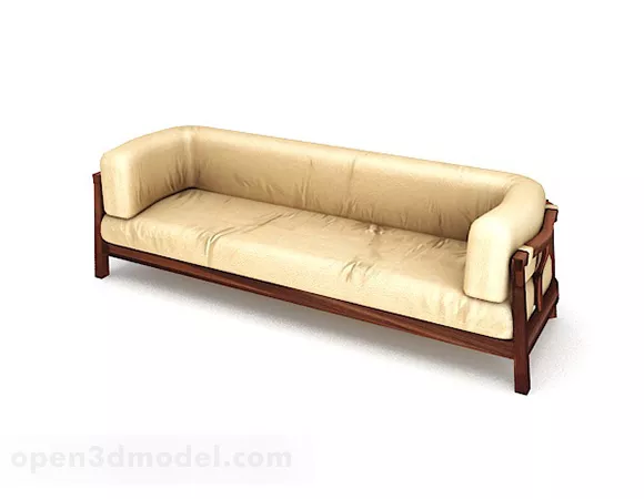 Yellow Leather Sofa 3 Seats 3d model Yellow Leather Sofa 3 Seats 3d model