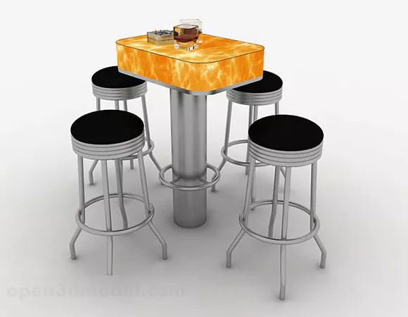 Home Bar Table And Chair Set 3d model Home Bar Table And Chair Set 3d model
