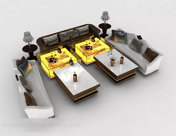 Asian Gray Combination Sofa 3d model Asian Gray Combination Sofa 3d model