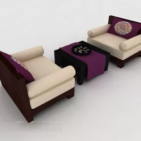 Home Wooden Table And Chair 3d model