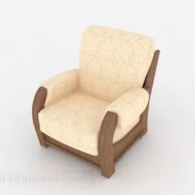 Space Wooden Yellow Single Sofa 3d model