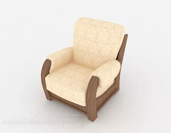 Space Wooden Yellow Single Sofa 3d model Space Wooden Yellow Single Sofa 3d model