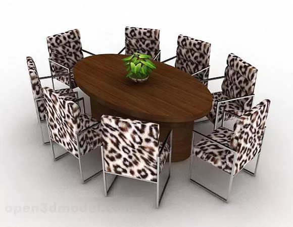 Dining Table With Leopard Chair Pattern 3d model Dining Table With Leopard Chair Pattern 3d model