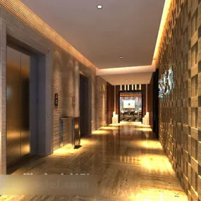 Library Corridor Interior 3d model