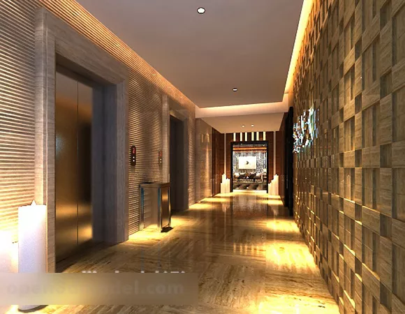 Dark Corridor With Window 3d model