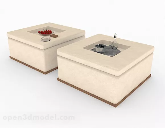 Light Brown Coffee Table Combination 3d model Light Brown Coffee Table Combination 3d model