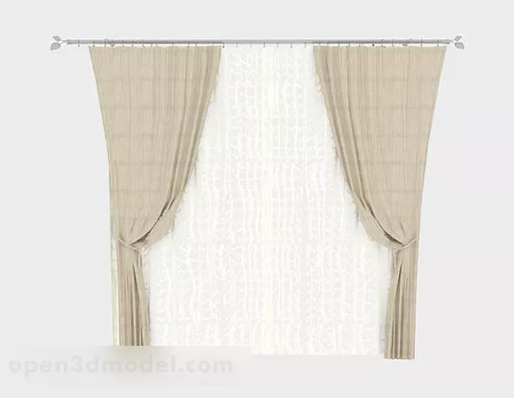 Light Brown Elegant Curtain 3d model Light Brown Elegant Curtain 3d model