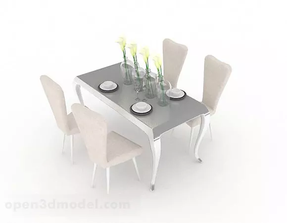 Light Brown Wood Dining Table And Chair 3d model Light Brown Wood Dining Table And Chair 3d model