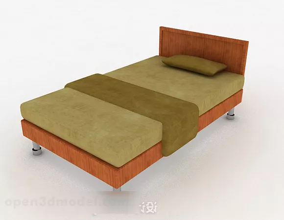 Light Brown Single Bed 3d model Light Brown Single Bed 3d model