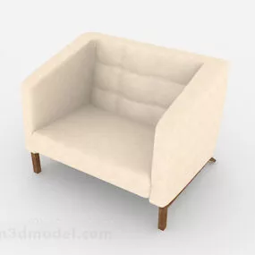 Light Brown Square Simple Single Sofa 3d model
