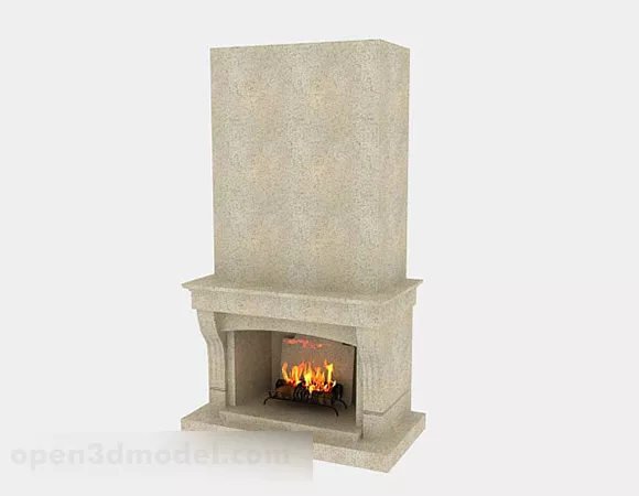 Light Brown Stone Fireplace 3d model Light Brown Stone Fireplace 3d model