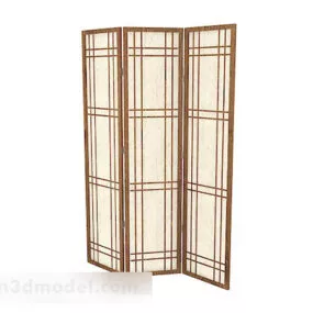 Light Brown Three Sides Wooden Screen 3d model