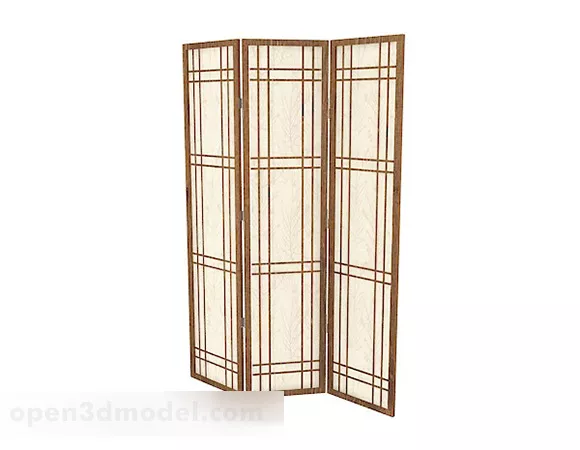 Light Brown Three Sides Wooden Screen 3d model Light Brown Three Sides Wooden Screen 3d model