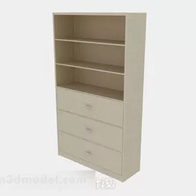 Light Brown Wooden Display Cabinet 3d model