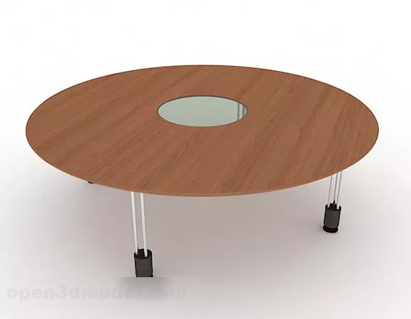 Brown Wooden Round Conference Table 3d model Brown Wooden Round Conference Table 3d model