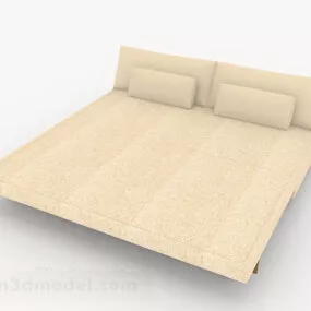 Light Color Simple Double Bed 3d model