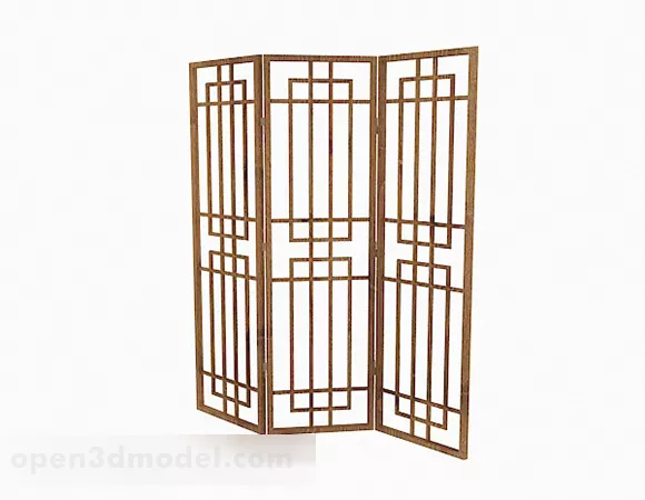 Light Wood Three Sided Screen Partition 3d model Light Wood Three Sided Screen Partition 3d model