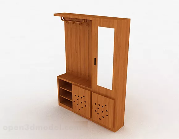 Simple Tall Wardrobe Beige Color 3d model