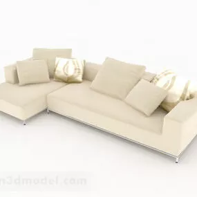 Light Yellow Multi-seats Sofa 3d model