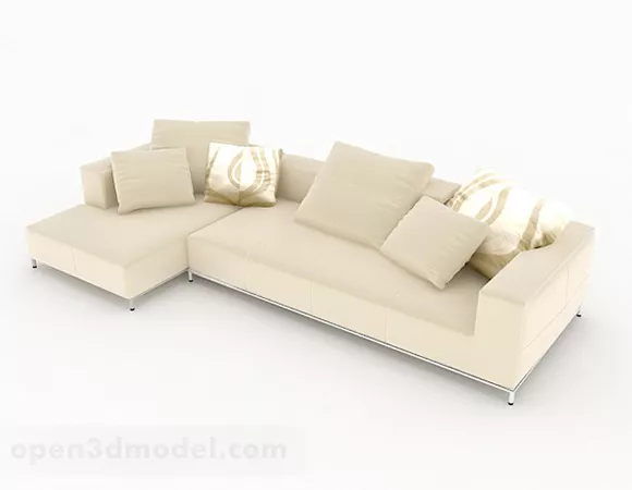 Light Yellow Multi-seats Sofa 3d model Light Yellow Multi-seats Sofa 3d model