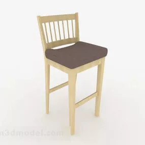 Light Yellow Wooden Lounge Chair 3d model