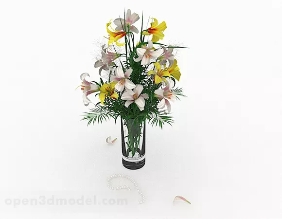 Lily Flower Home Glass Vase Decor 3d model Lily Flower Home Glass Vase Decor 3d model