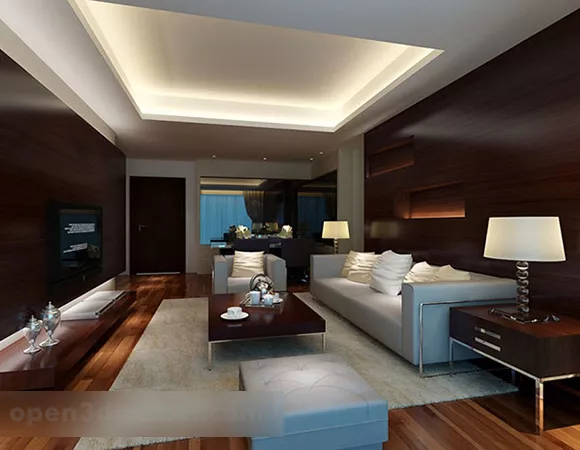 Living Room With Wide Sofa Interior 3d model Living Room With Wide Sofa Interior 3d model